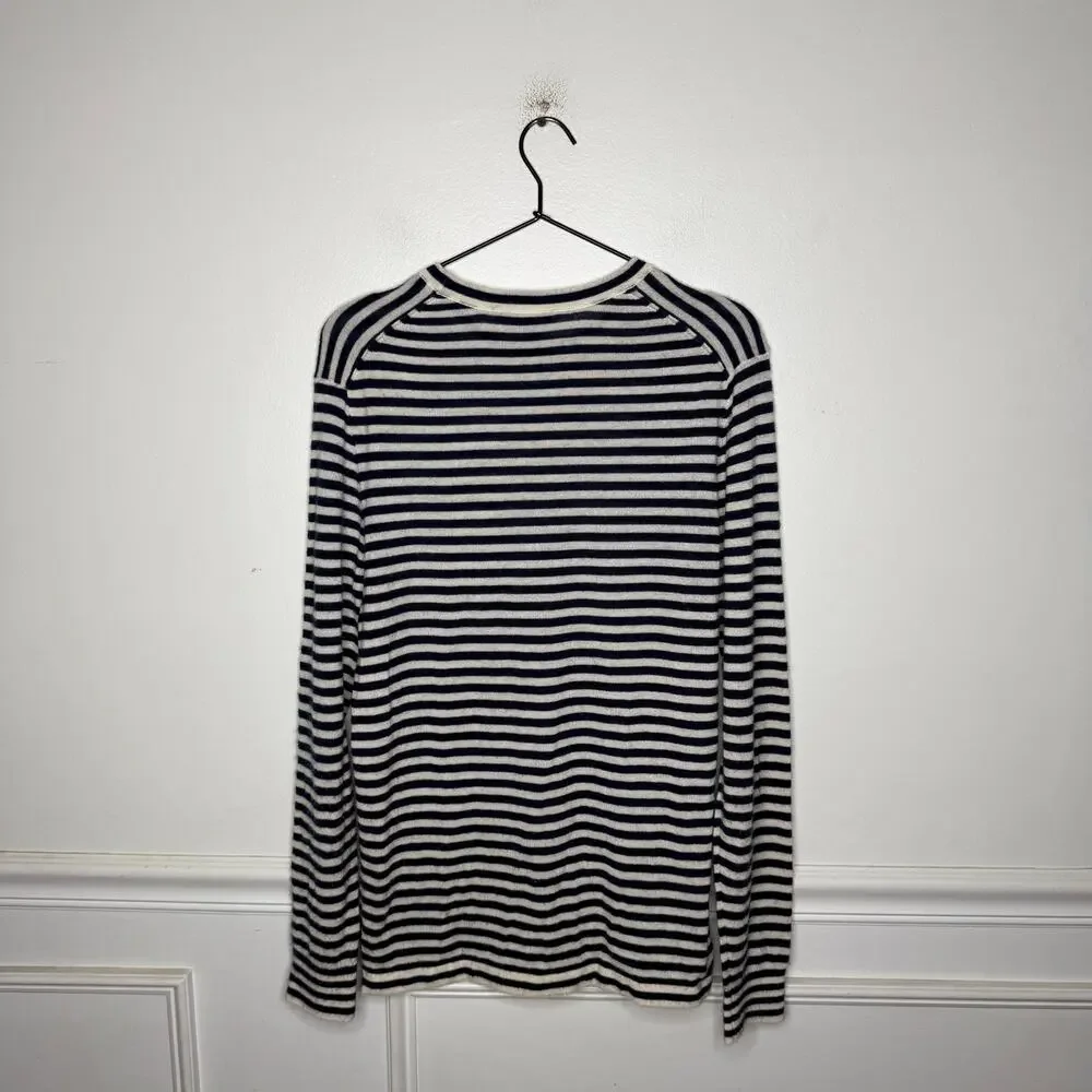 Todd Snyder Premium Cashmere Pocket Tee Sweater Blue and White Stripe Mens XS - Picture 5 of 7